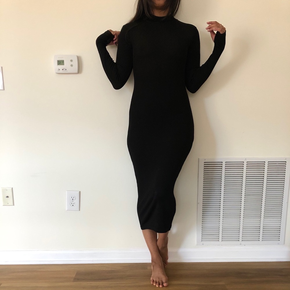 H&M Stretchy Rib Maxi Dress Mock Neck